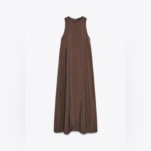 Zara Brown Flowy Midi Dress | L
